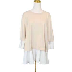 COS 2 in 1 Sweater and Shirt Combo in Tan/White 100% Cotton Pop Over Size Med